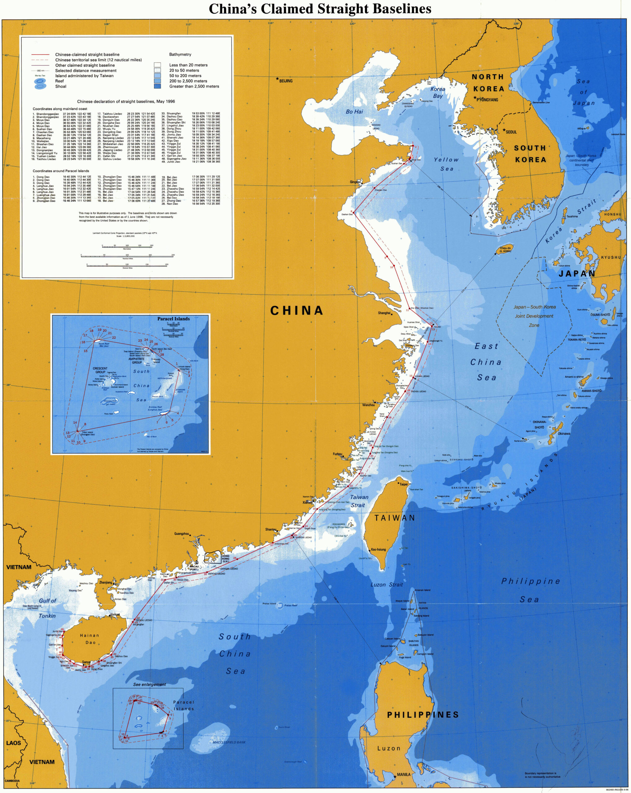 Baselines of the Territorial Sea of the People’s Republic of China that claimed in 1996