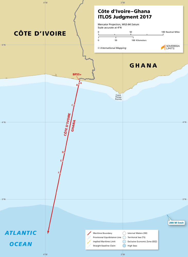 Ghana maritime claims about delimitation of the territorial sea, the exclusive economic zone and the continental shelf between Ghana and Côte d’Ivoire