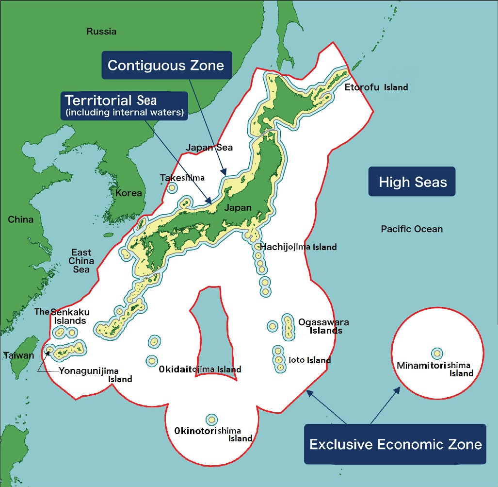 Japan maritime claims about straight baselines and outer limits of the territorial sea