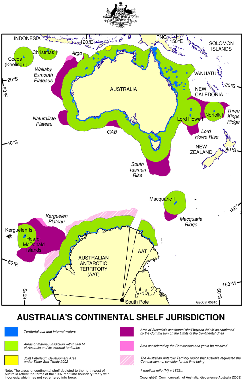 Australia claims on outer limits of its continental shelf