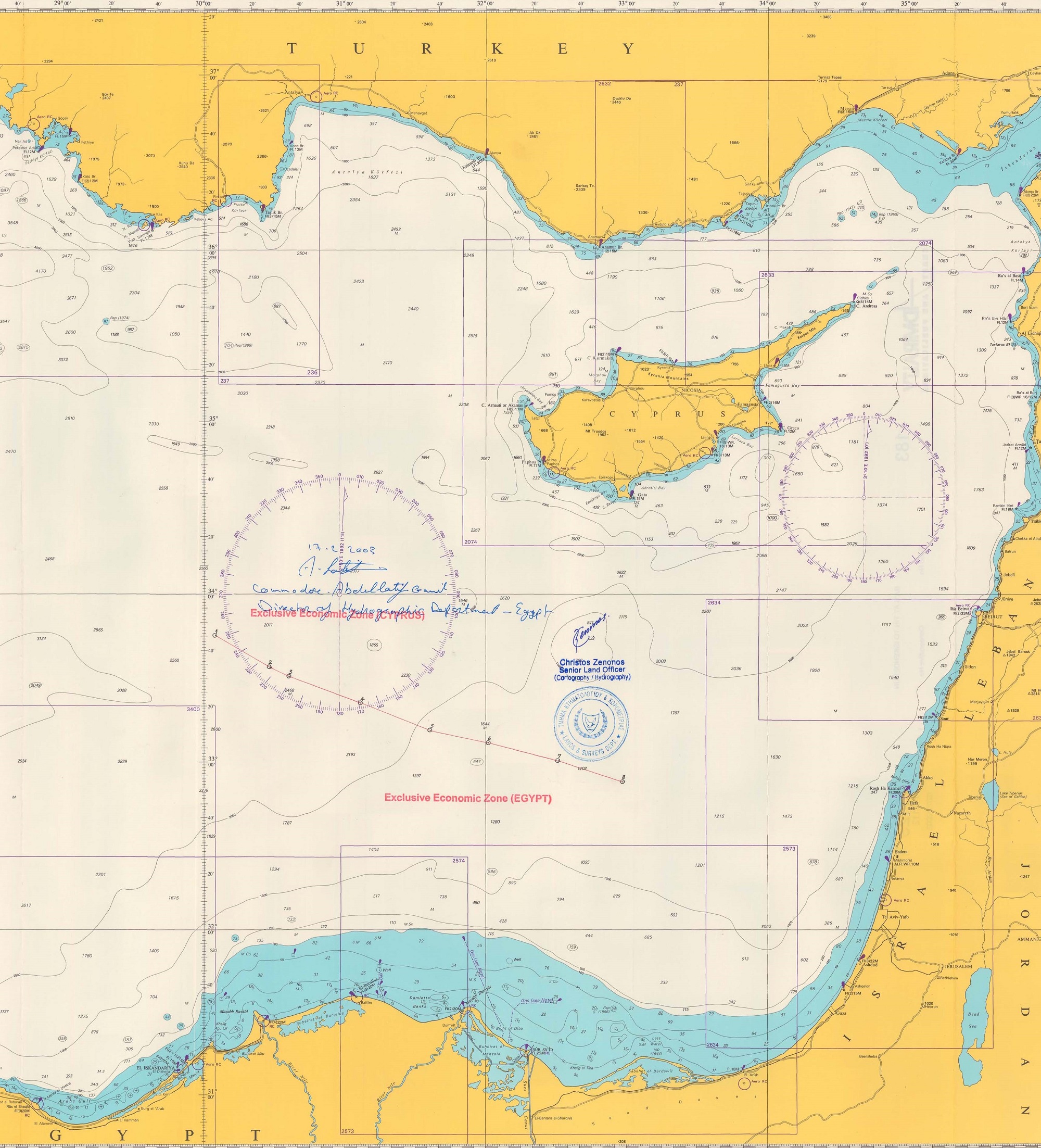 Cyprus claim about delimitation of the exclusive economic zone Republic of Cyprus and the Arab Republic of Egypt