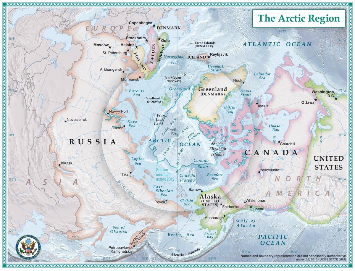 Map Of The World With Arctic Circle And Antarctic Circle - United ...