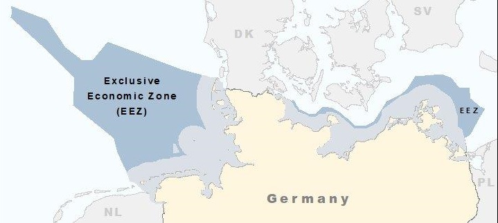 Germany maritime claims about territorial sea and the exclusive economic zone in the Baltic Sea and in the North Sea