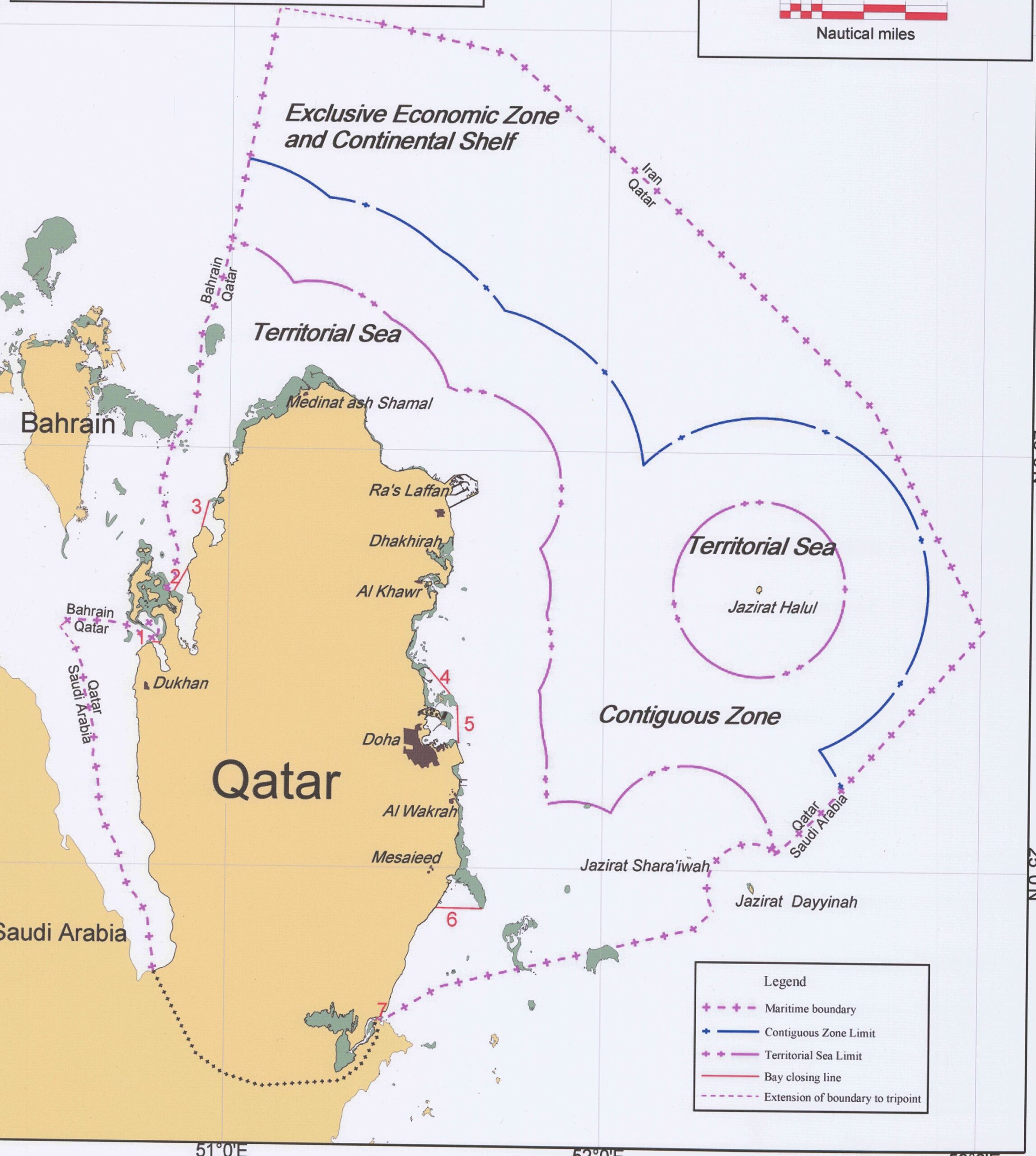 Qatar maritime claim about bay closing lines