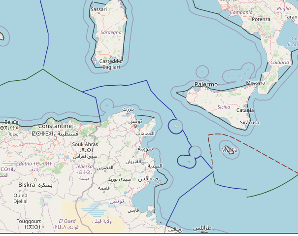maritime boundaries between Italy and Tunisia