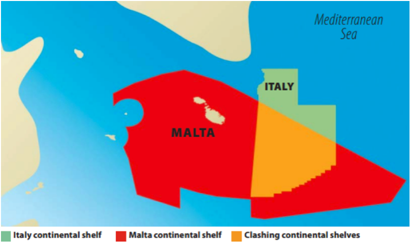 hypothetical line of delimitation between Italy and Malta