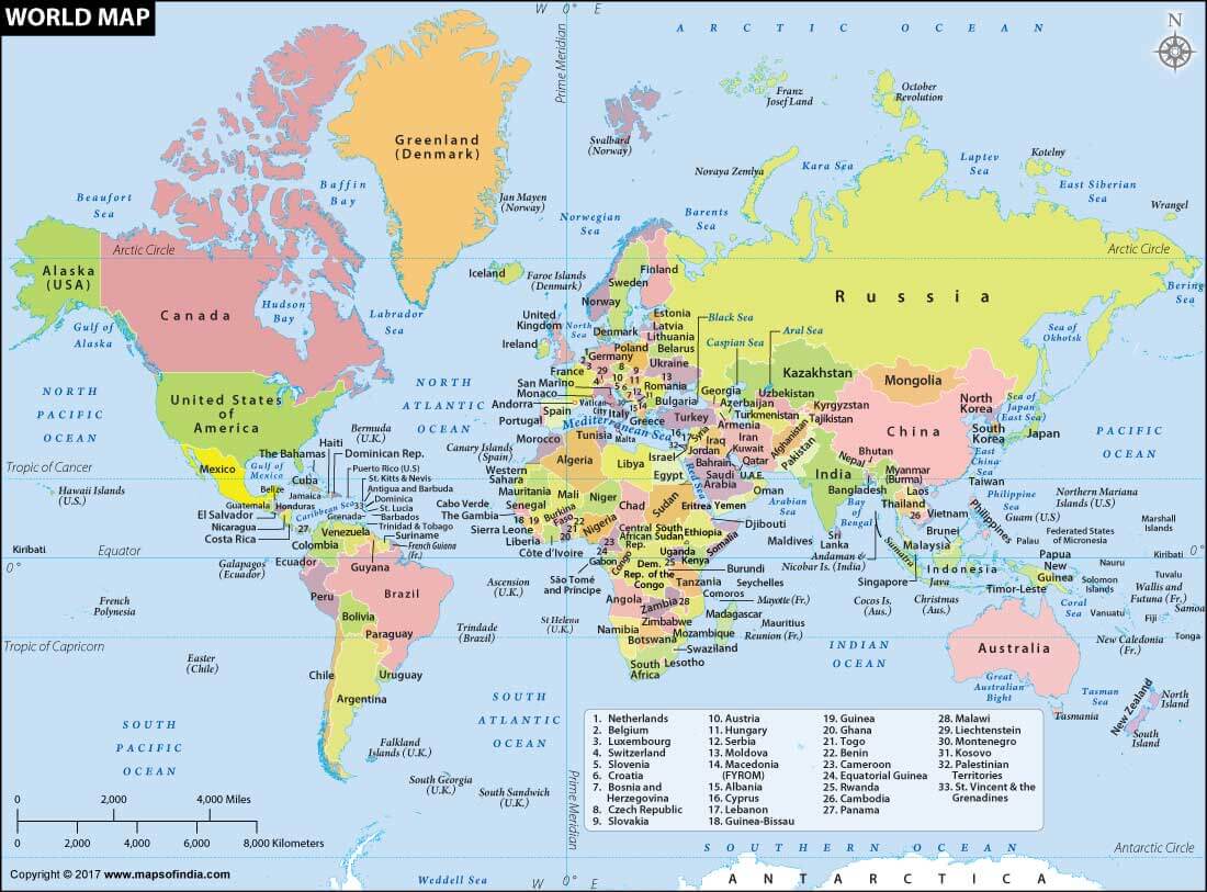 World Map with Countries - GIS Geography