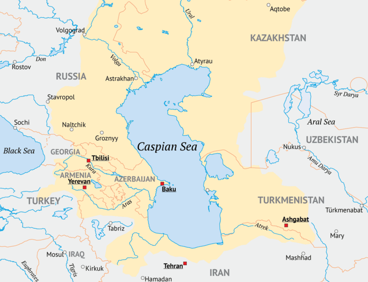 About Caspian Sea, facts and maps