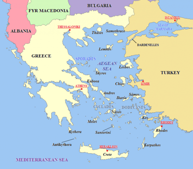 About Aegean Sea, facts and maps