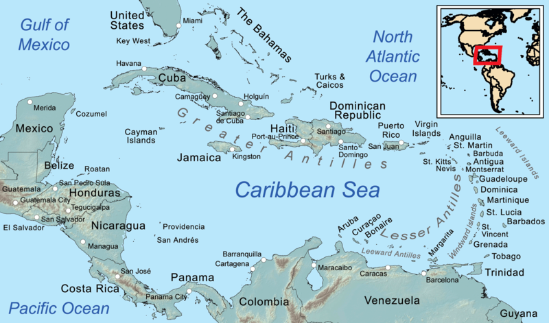 About Caribbean Sea, facts and maps