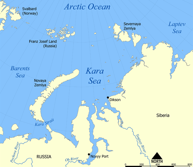 About Kara Sea, facts and maps